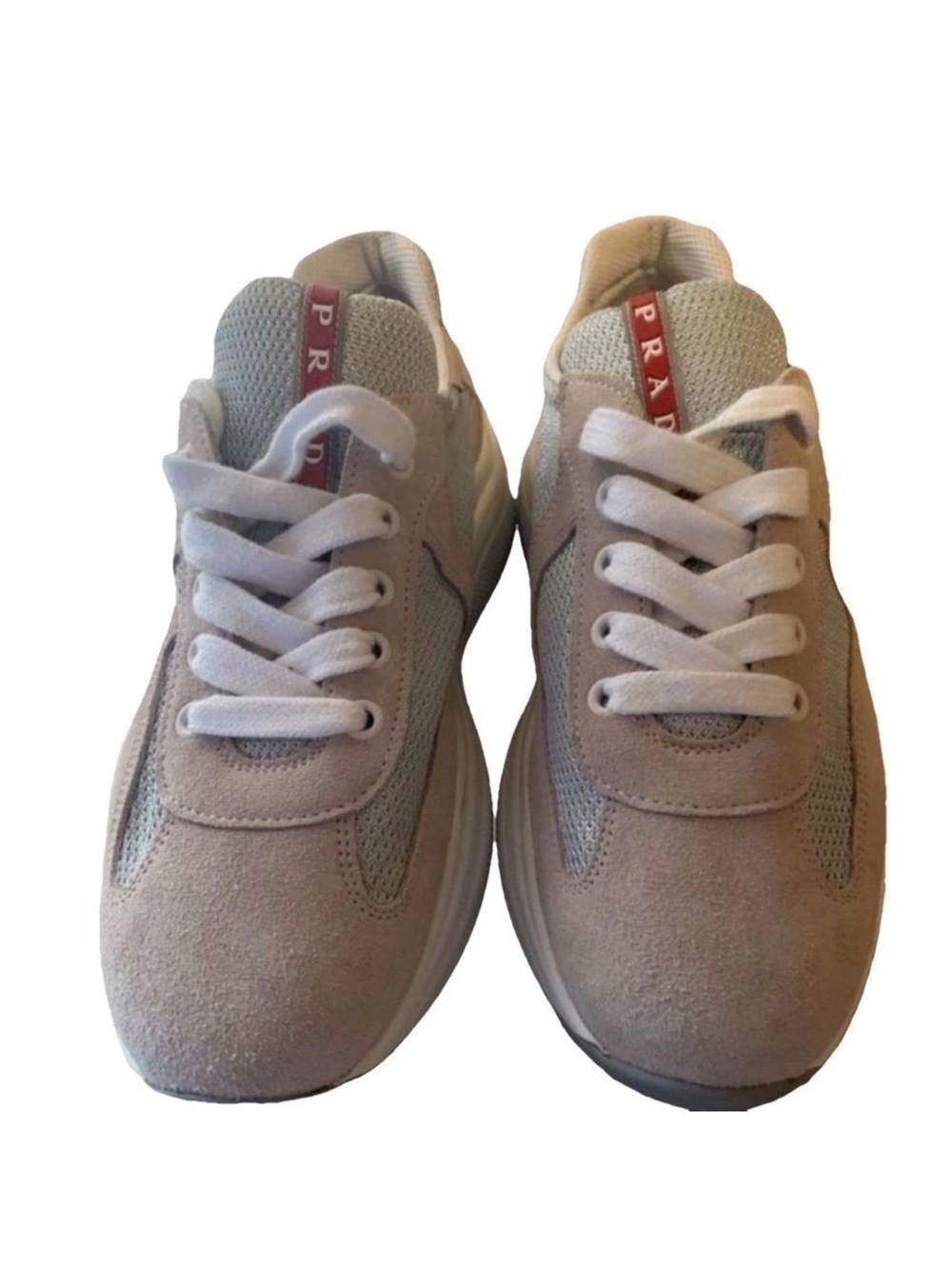 Prada Women’s Beige Suede & Mesh Sneakers